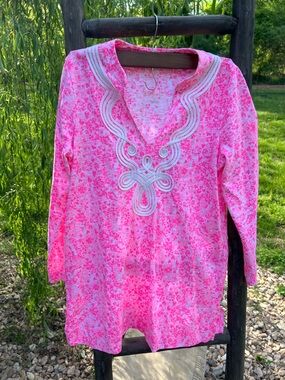 Lilly Pulitzer Pink and White Tunic Top